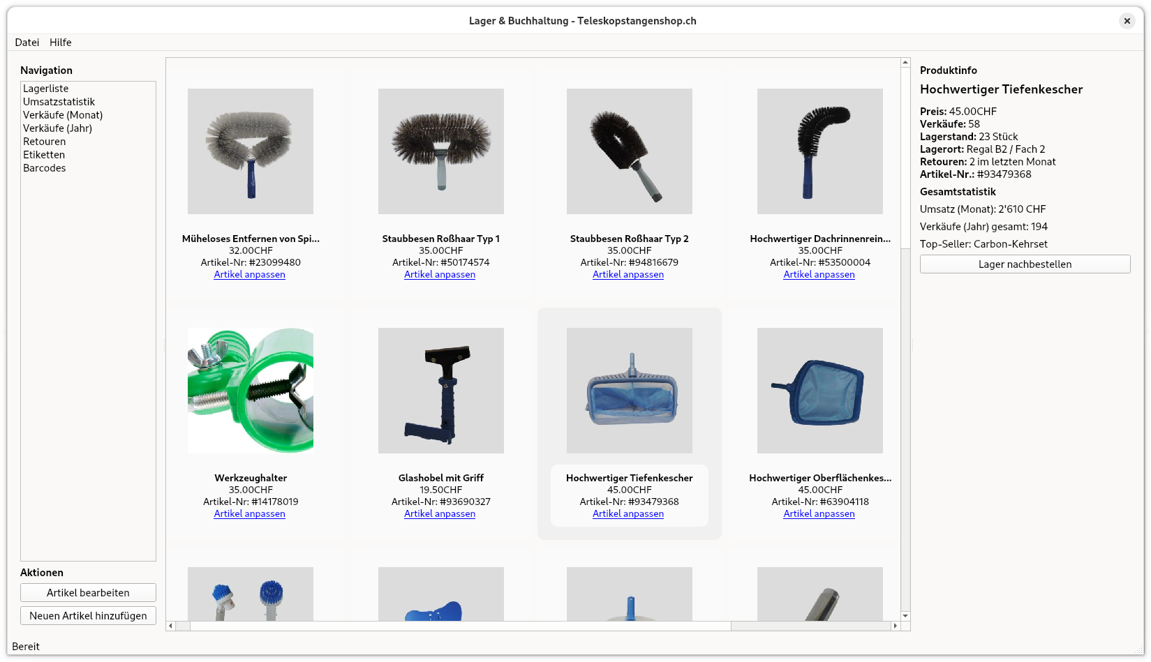 Pro Intex Lagerverwaltung mit Webshop-Anbindung