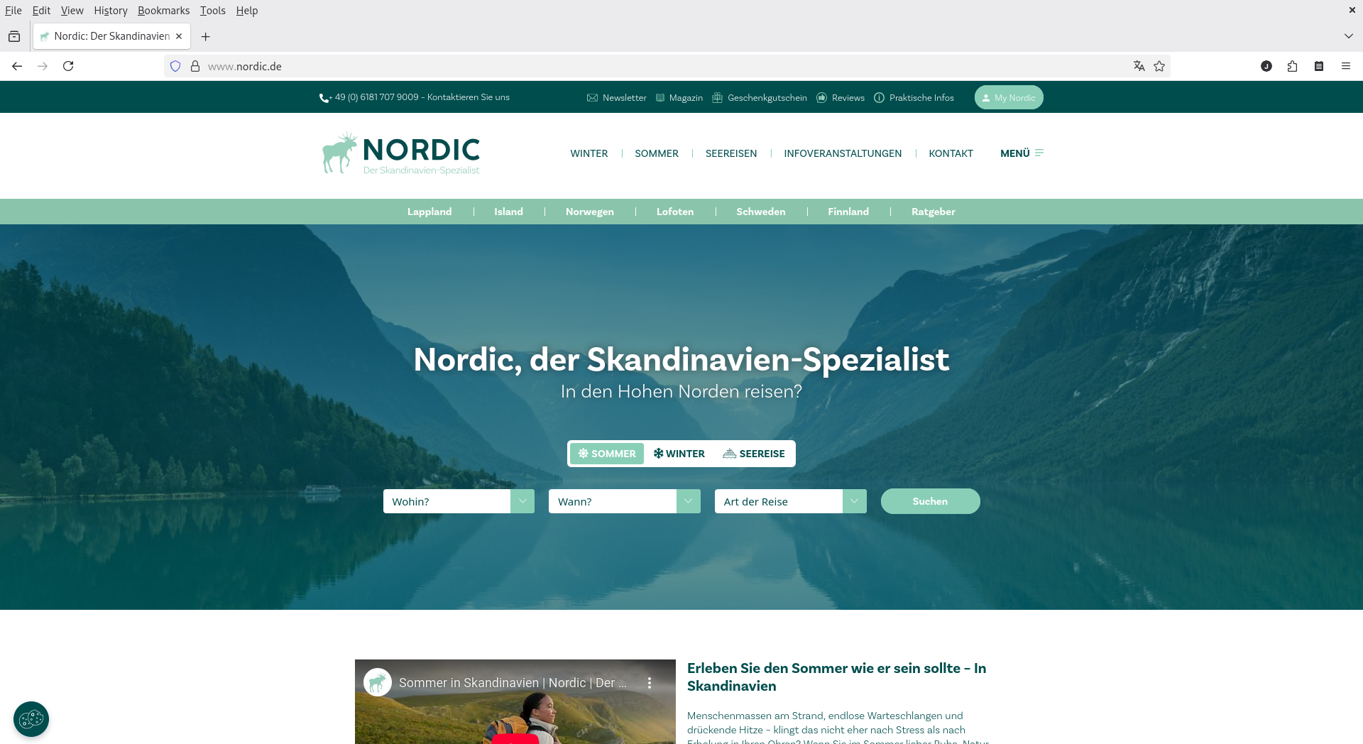 NORDIC Website – Startseite und Reisethemen